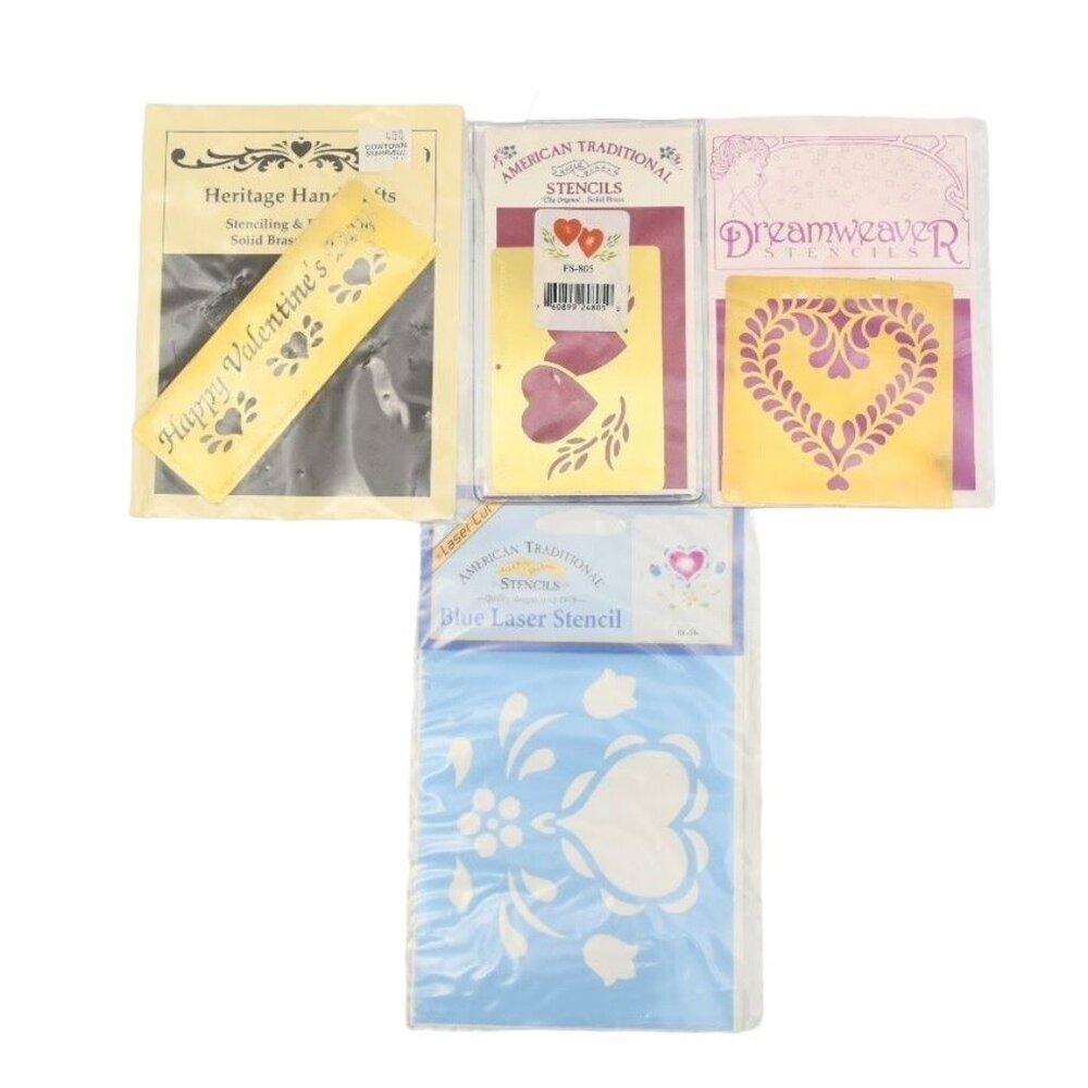 Brass Stencils Lot Valentines Day Love Heart Dreamweaver Heritage Handcrafts